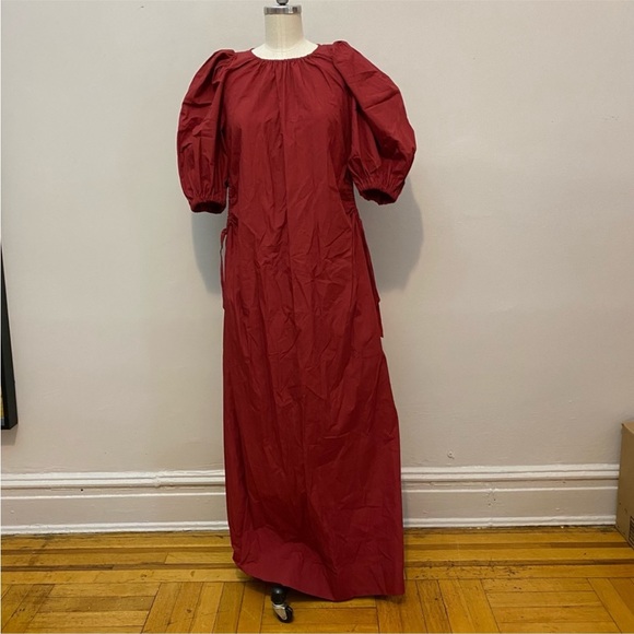 Sea New York Red SAMPLE Maxi Dress with Puff Sleeves